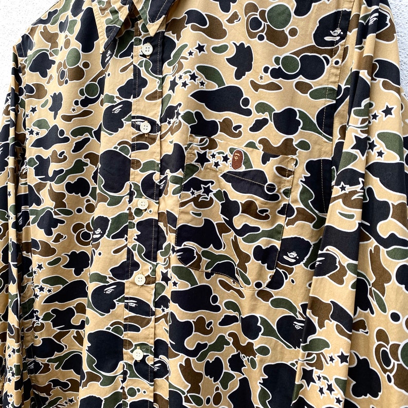 A BATHING APE Psyche Sta Camo Embroidered Brand Long Sleeves Shirt
