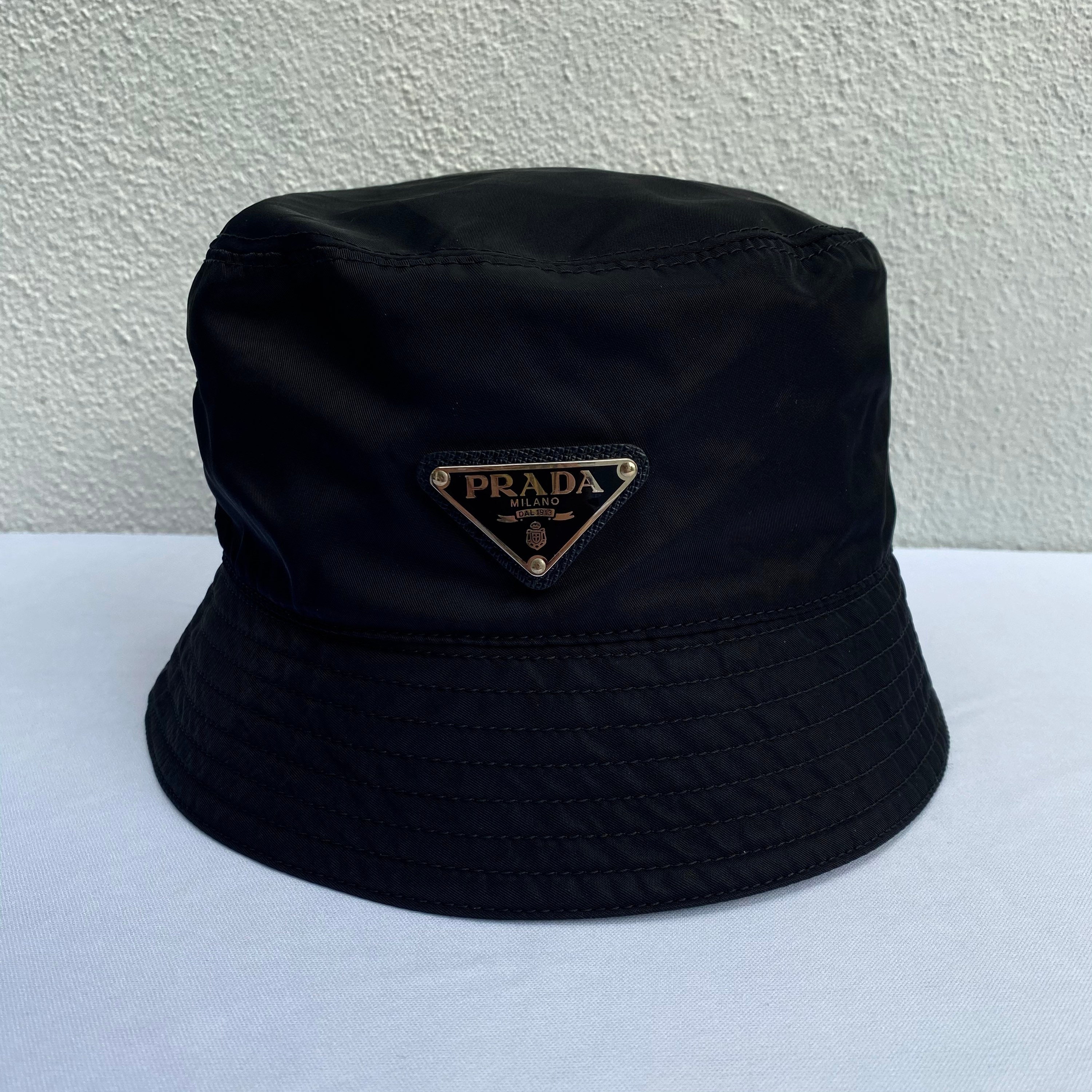 Authentic PRADA NYLON Brand Bucket Hat Black ITALY Etsy