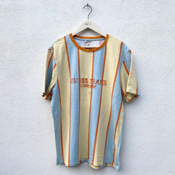 guess jeans vertical striped shirt
