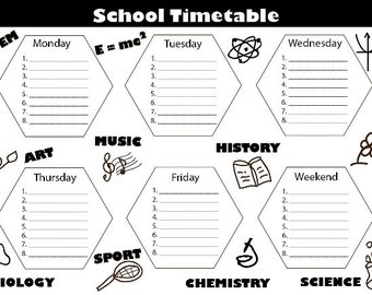 Digital Download School Timetable Weekly Planner Schedule