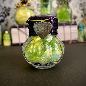 Witch UV Glowing Uranium Glass Potion Bottle, Halloween Decor, Oddities & Curiosities, Pastel Goth