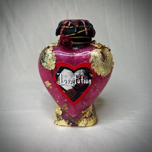Love Potion Bottle with Gold Flakes, Valentine Home Decor, Witchy Gothic