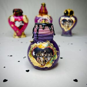 Small Essence of Lupercalia Potion Bottle with Gold Flaking, Gothic Home Decor, Witchy Pagan Vibes, Valentines Galentines Gift