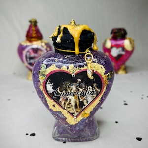 Potion Bottle Essence of Lupercalia with Gold Flaking, Gothic Home Decor, Witchy Pagan Vibes, Valentines Galentines Gift