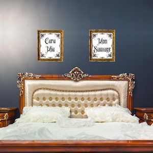 Addams Quotes, Mon Sauvage white background, Gothic Home, Gomez and Morticia Pet Names, Goth Decor, Goth Couple