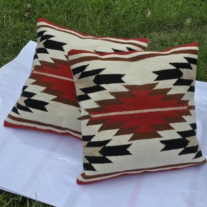 20"x20" Pair Handwoven Wool Navajo Rug Cushion Covers Southwestern Pattern Native American Style Mexican Pillow Cover Valentine's Gift item