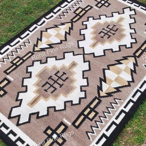 Handgeweven wollen Navajo-tapijt op maat, met een zuidwestelijk patroon in inheemse Amerikaanse stijl, omkeerbaar Mexicaans tapijt, geschikt voor huis- of kantoordecoratie, Zapotec-tapijt.