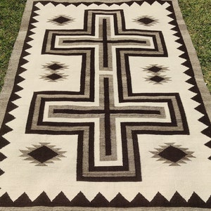 Custom Size Handwoven Wool Navajo Rug Southwestern Pattern Native American Style Mexican Decor Rug , Bedroom or Cabin Decor Zapotec Rug item