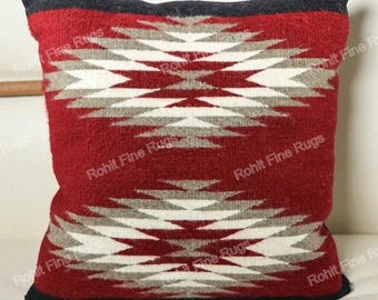 22 "x 22" Handgewebte Wolle Navajo Teppich Kissenbezug Südwestern Muster Wohnkultur Mexikanischer Kissenbezug Zwei Grey Hill Kissen Auf Bestellung