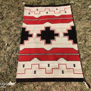 4x6 Handwoven Kilim Wool Navajo Rug Southwestern Pattern Wall Hanging Mexican Rug Housewarming Home Decor Custom Area wool rug Free Shipping