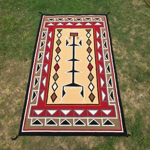5x8 Ft Handwoven Wool Navajo Rug Yei Bi Chei rug , Tribal People Tapestry Rug , Wall Décor Rug , Home Decor Rug , wool rug , Free Shipping