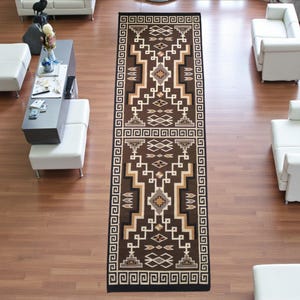 3 x 12 fot handvävd ullmatta i navajo-stil, sydvästligt mönster, matta i indianstil, heminredning, mexikansk matta, inflyttningsmatta, alla hjärtans dag-dekoration