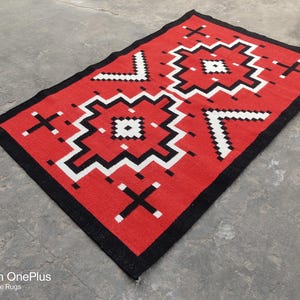 5x8 Ft Handwoven Wool Navajo Rug Southwestern Pattern Custom Size Home Decor Housewarming Mexican Rug Two Gray Hills Red Color Turkish Rug