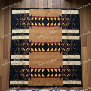 240 x 240 cm handgeweven wollen Navajo-tapijt met zuidwestelijk patroon, in inheemse Amerikaanse stijl, woondecoratie, Mexicaans tapijt, housewarming tapijt, groot Zapotec-tapijt, gratis verzending