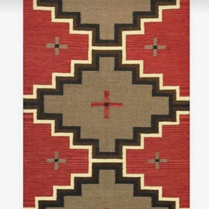 6x9 Ft Handwoven Kilim Wool Navajo Rug Geometric Pattern Native Trible Home Decor Turkish Rug Gift for Her Halloween Decor Moroccan Area Rug