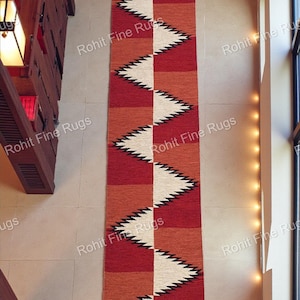 3 x 12 fot handvävd ullmatta i navajo-stil, sydvästligt mönster, matta i indianstil, heminredning, mexikansk matta, inflyttningsmatta, alla hjärtans dag-dekoration