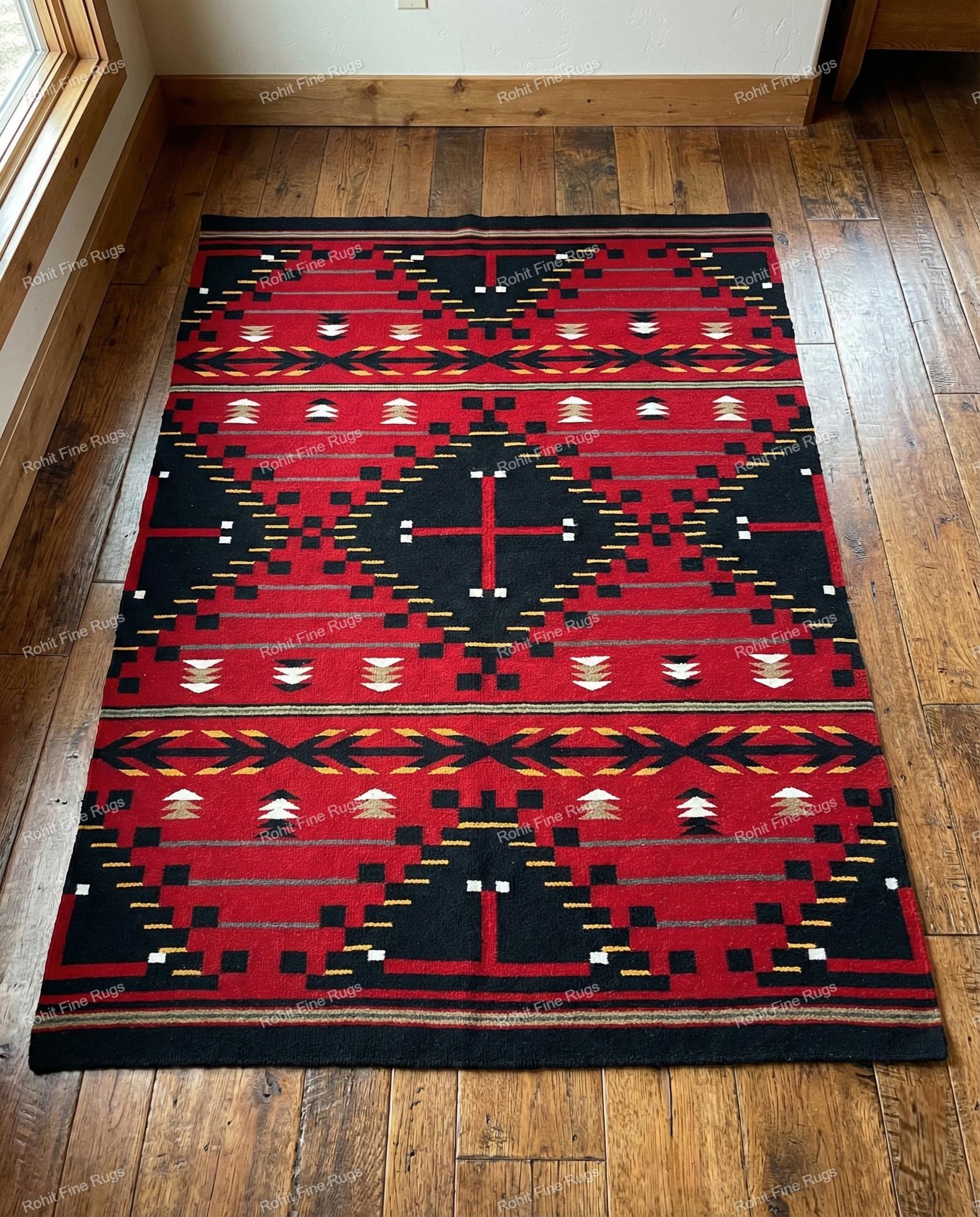 6x9 Ft Handwoven Wool Navajo Rug Southwestern Pattern Native