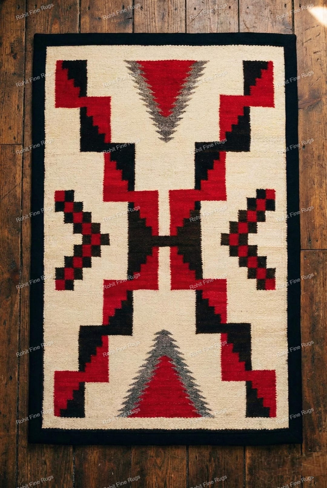 Navajo Rug ピクトリアル柄 6x9 Handwoven Wool Navajo Rug Southwestern Pattern Native American