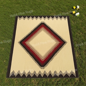 10x10 Ft Handwoven wool Navajo Rug Modern Design Southwestern Pattern Large Housewarming Area Home Decor Kilim rug Mexican Rug Free Shipping