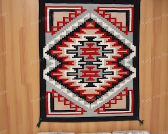 Alfombra navajo de lana tejida a mano de 4 x 6 pulgadas, diseño del suroeste, para colgar en la pared, mexicana, para inauguración de la casa, decoración personalizada, alfombra de lana, regalo de San Valentín