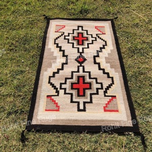 6x9 Ft Handwoven Wool Navajo Rug Southwestern Pattern Native American Style Two Grey Hills Mexican Rug , Hall or Bedroom Decor Zapotec Rug image 13