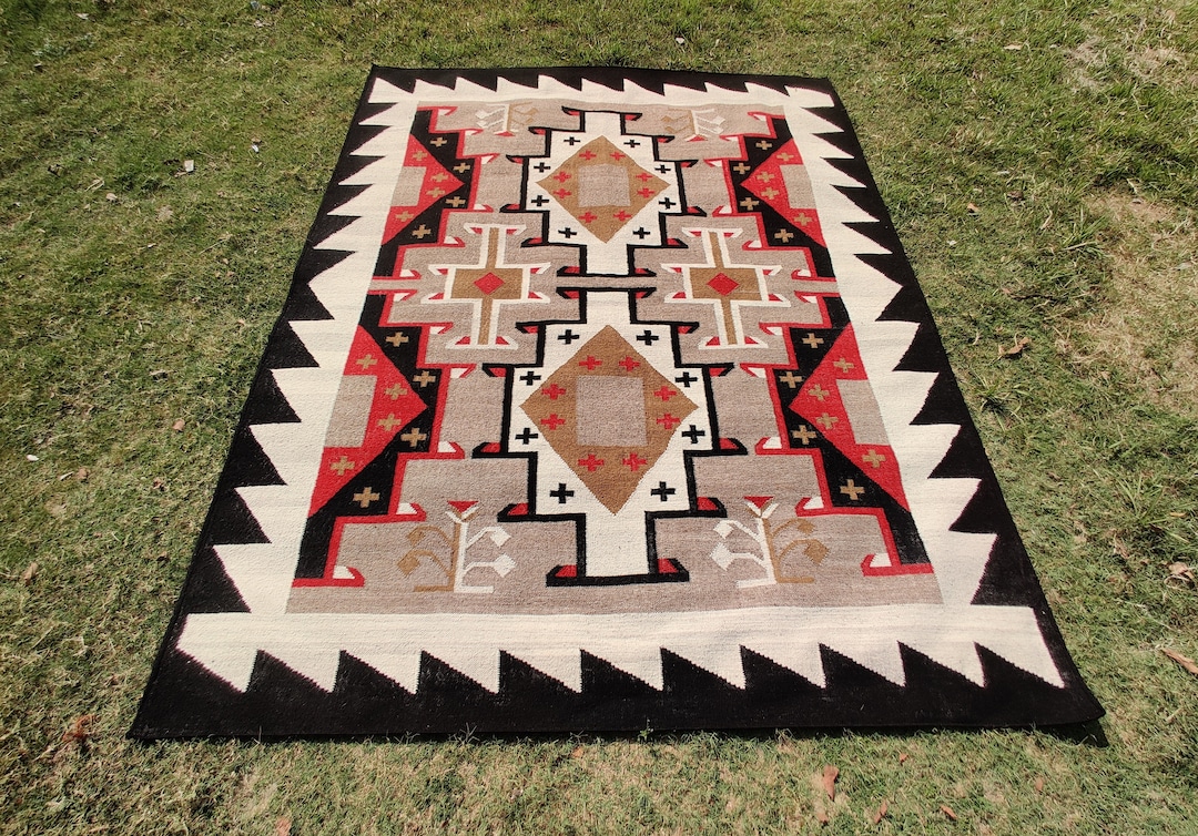 Simple Navajo Rug Western Inspired Beauty Handwoven Navajo Kilim Wool Rug 8x10 Geometric ...
