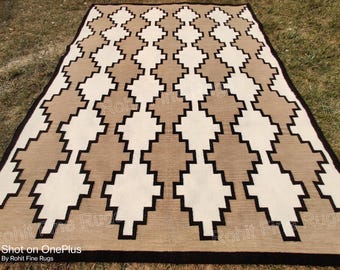 Tappeto Navajo in lana tessuto a mano su misura, motivo sud-occidentale, stile nativo americano, tappeto messicano, arredamento per la casa o l'ufficio, tappeto di design per inaugurazione della casa