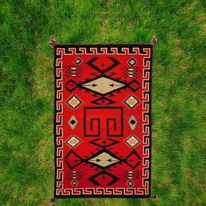 9x12 Handwoven Red Navajo Rug , Kilim Rug , Wool Rug , Southwestern Rug , Modern Design , Native Wool Rug , Accent Rug , Navajo Tapestry rug