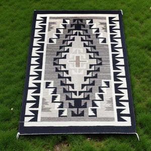 8x10 Ft Handwoven Wool Navajo Rug Southwestern Pattern Cold Area Housewarming Rug Customizable Size Wedding Gift Home or Office Decor Rug