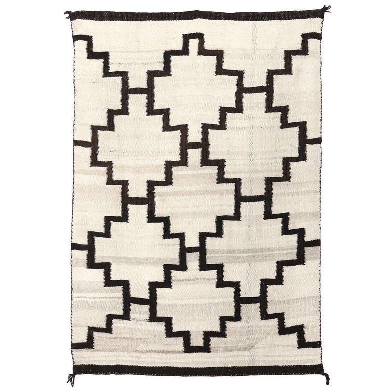 White Native Rugs 5x8 Ft Handwoven Wool Navajo Rug Southwestern Pattern Native American ...