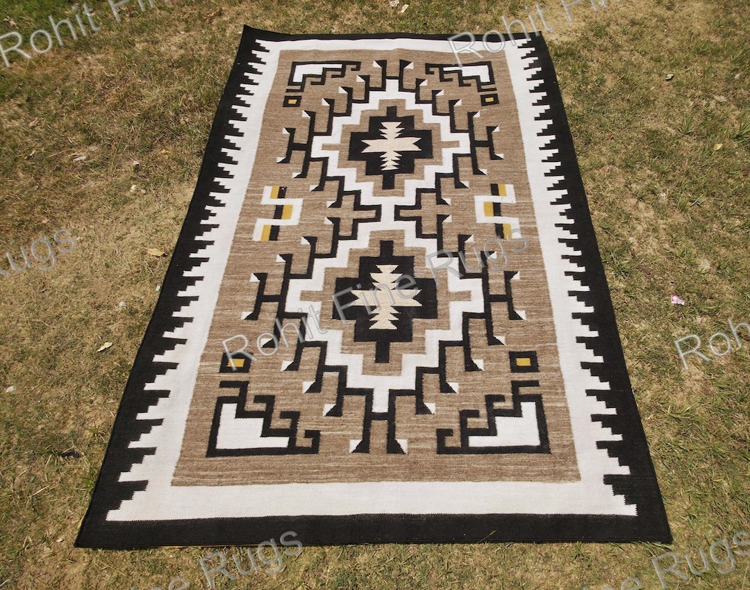 Custom Size Handwoven Wool Navajo Rug Southwestern Pattern Native ...