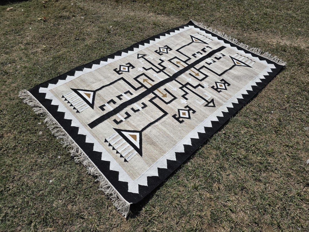 4x6 Handwoven Wool Navajo Rug Southwestern Pattern Native American ...