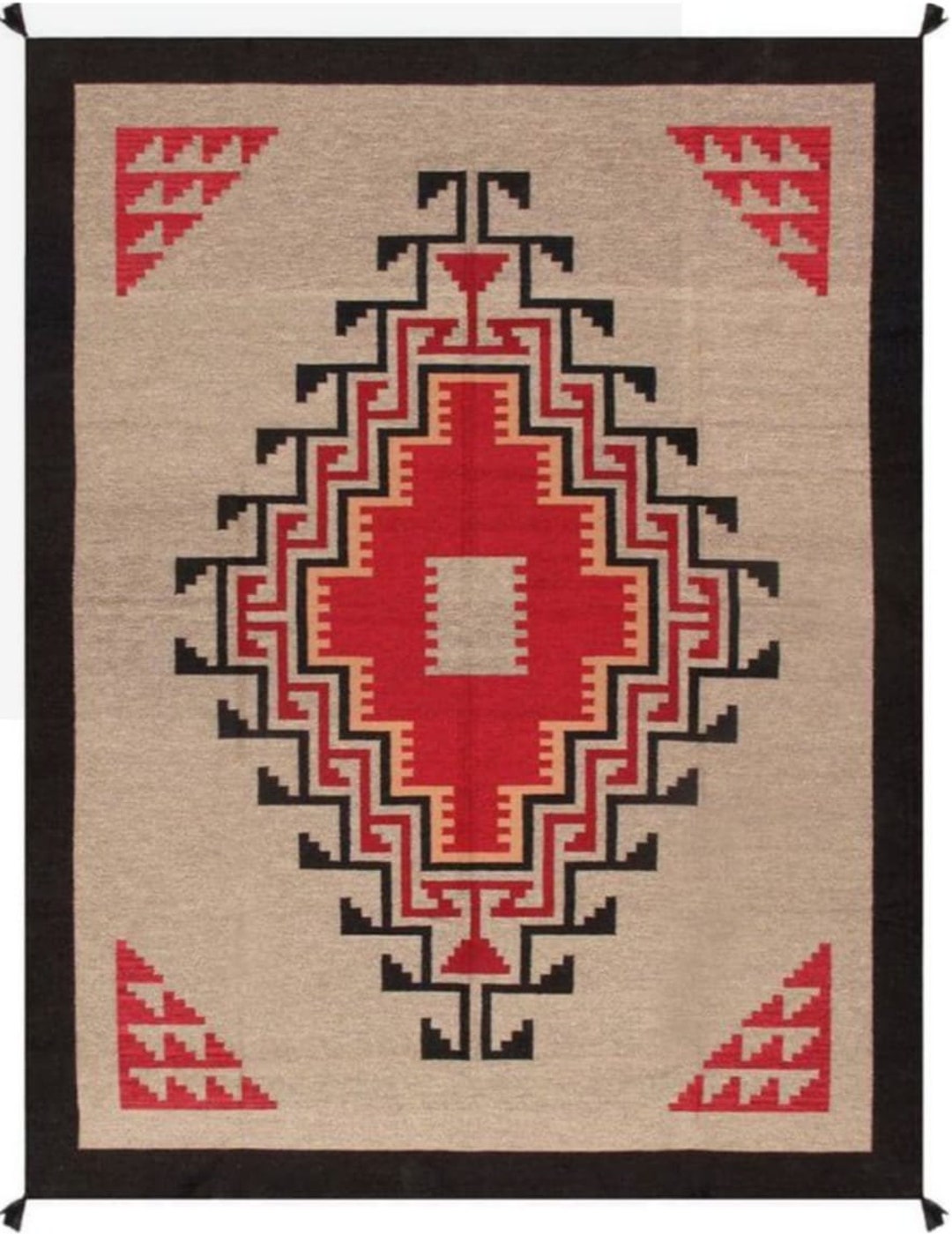 8x10 Ft Handwoven Wool Navajo Rug Southwestern Pattern Native American ...
