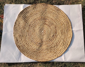 Alfombra circular de yute y cáñamo tejida a mano de 3 x 3 pies / Alfombra trenzada de yute, alfombra bohemia de yute / alfombra decorativa bohemia / alfombra circular de yute ecológica / Envío gratis
