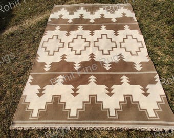 9x12 Ft Handwoven Wool Navajo Rug Southwestern Pattern Modern Design Mexican Rug Throw Blanket Housewarming rug Custom Size Free Shipping