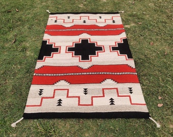 Handwoven  Navajo style Kilim Rug Geometric Pattern Western Design Home decor Rug Size 4x6  Free Shipping