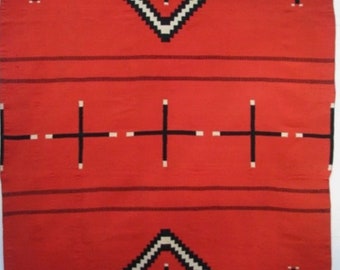 8x10 Ft Handwoven Red Wool Navajo Rug Southwestern Pattern Mexican Rug Native Trible Made Home Decor Housewarming Personalize Gift Rug