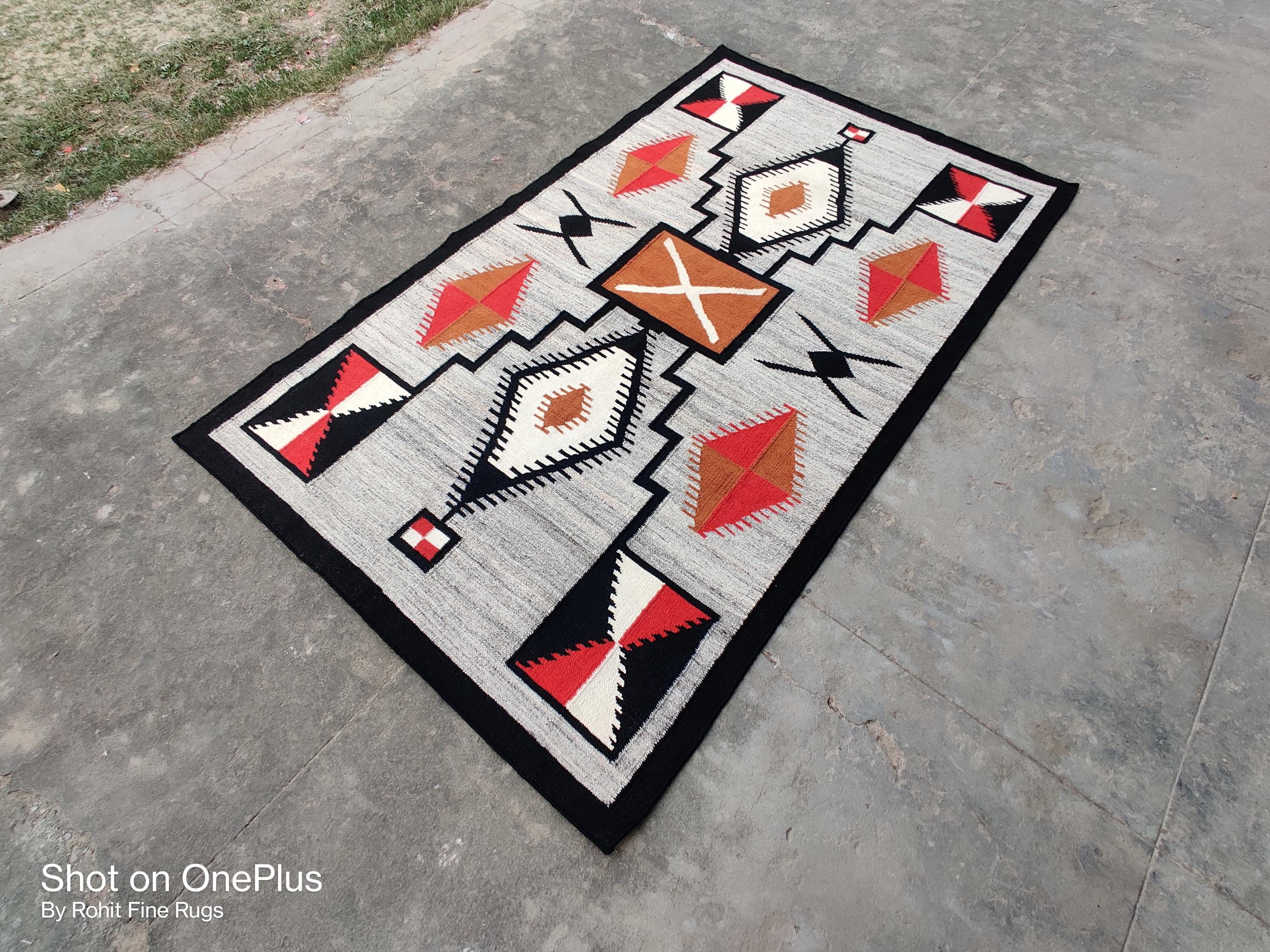 5x8 Ft Handwoven Wool Navajo Rug Southwestern Pattern Native