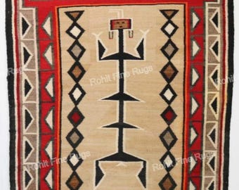 5x8 Ft Handwoven Kilim Wool Navajo Style Yei Bi Chei rug , Tribal People Tapestry Rug , Wall Décor Rug , Home Decor Rug , Made to Order Rug