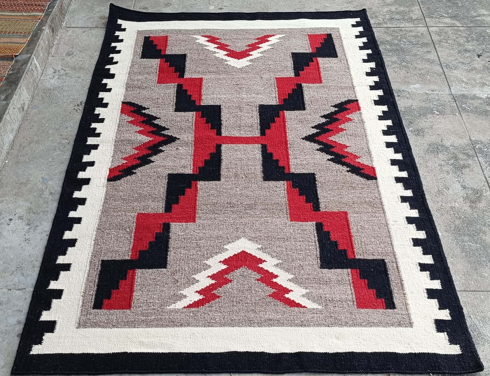 Handwoven Navajo Rug Geometric Pattern Free Shipping Native American ...