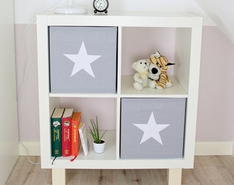 Fundas de caja Set de 2 grises uni star Funda de tela para Ikea Boxes Almacenamiento Habitación infantil Caja de juguetes adecuada para Kallax Dröna