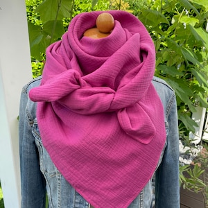 Muslin scarf in various sizes for women and children, pink