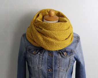 Muslin cloth various sizes for women and children scarf neckerchief mustard yellow dots muslin cloth mustard yellow ochre
