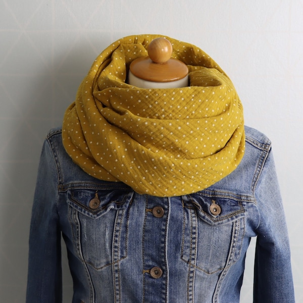 Muslin cloth various sizes for women and children scarf neckerchief mustard yellow dots muslin cloth mustard yellow ocher