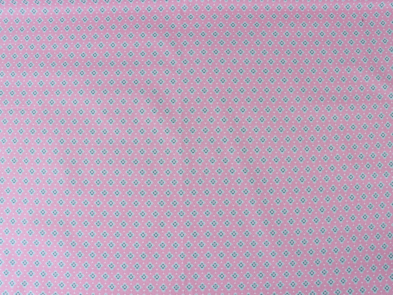 Coated cotton fabric pink mint flowers water repellent fabric cotton