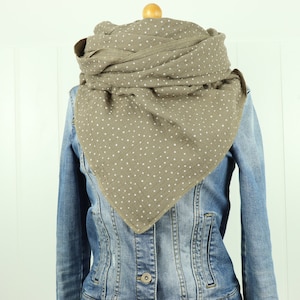 Pano de musselina de vários tamanhos para mulheres e crianças lenço de pescoço pano de arroto taupe pontos naturais parceiro olhar musselina pontos pontilhados