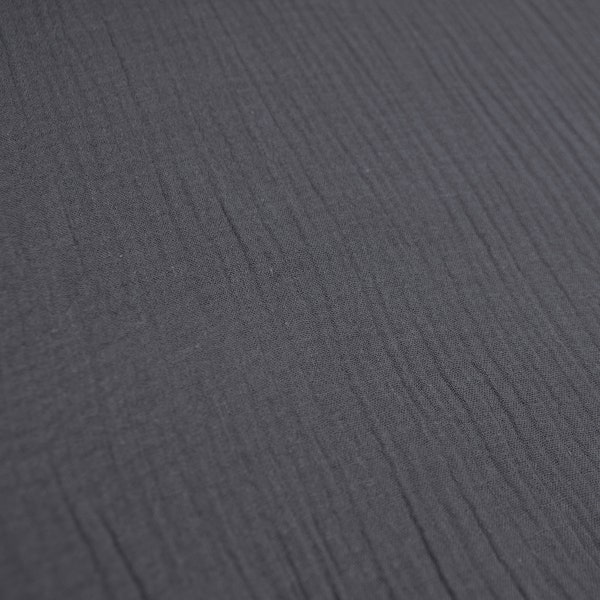 Fabric muslin uni grey dark grey double gauze cotton mull