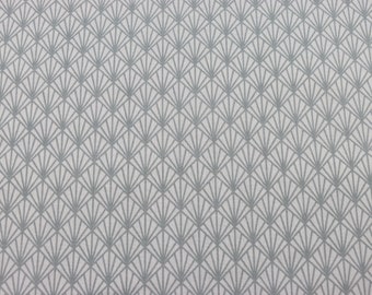 Fabric cotton grey white patterned cotton fabric weaves by the metre