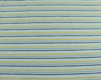 Jersey Stoff  Streifen Muster  mint blau gelb weiß Jerseystoff  Meterware