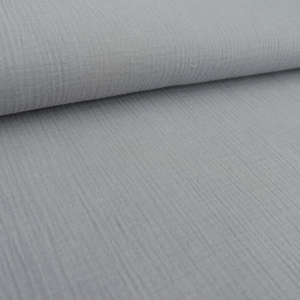 Fabric muslin uni grey grey light grey double gauze cotton mull